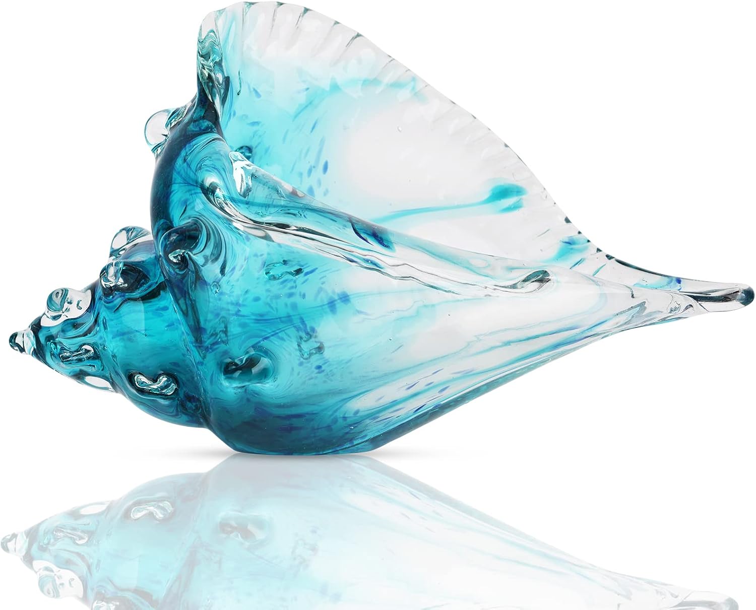 Green Hand-Blown Glass Conch Figurine