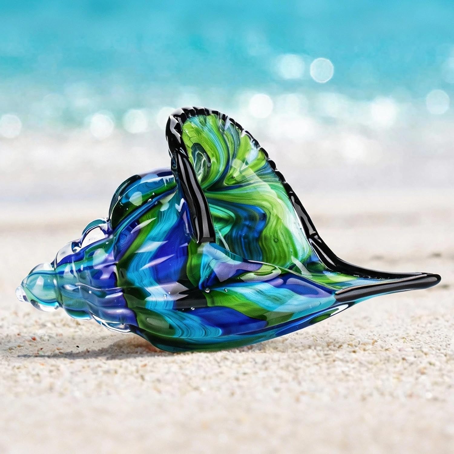 8-inch Hand-Blown Glass Conch Sculpture