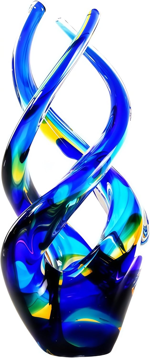 Cobalt Blue Ocean Hand-Blown Glass Sculpture