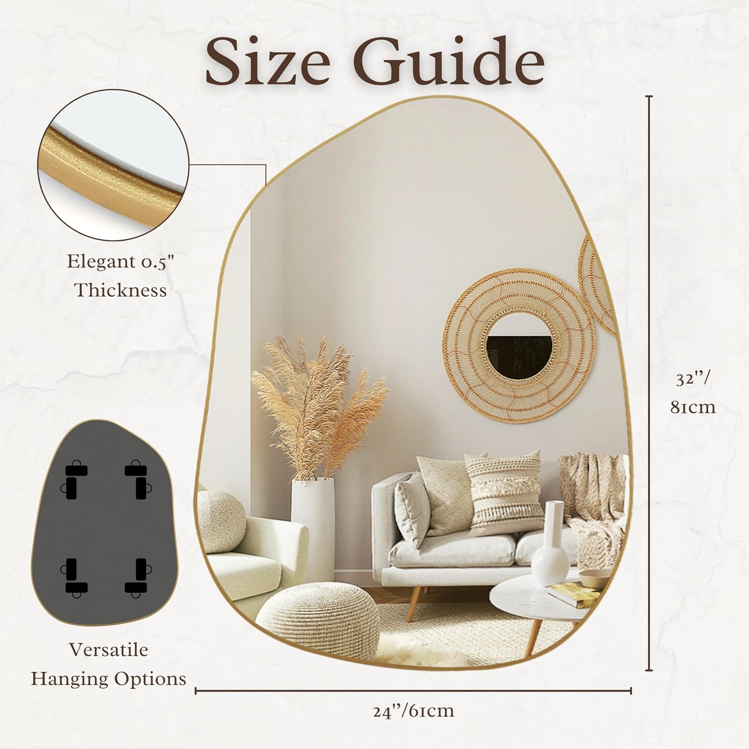 Gold Asymmetrical Wall Mirror - Hình 2